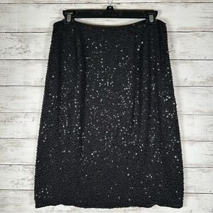 BROOKS BROTHERS Women’s Beaded Sequins Holiday Evening Black Silk Skirt Sz 6